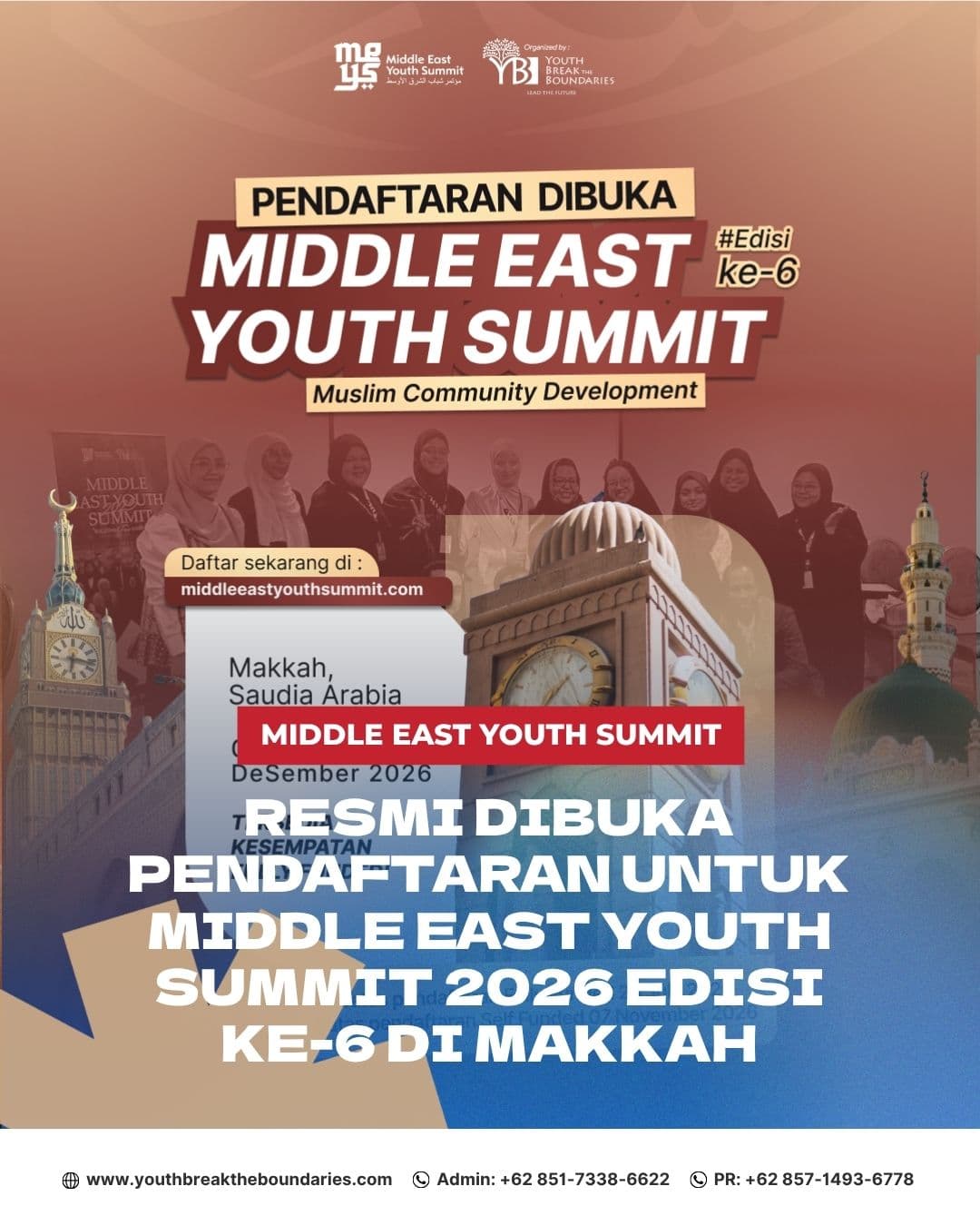 RESMI DIBUKA PENDAFTARAN UNTUK MIDDLE EAST YOUTH SUMMIT 2026 EDISI KE-6 DI MAKKAH