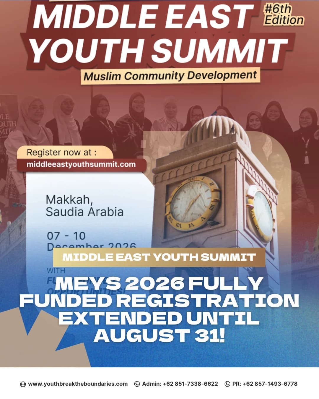 Middle East Youth Summit 2026 Fully Funded Registration Extended Until August 31, 2026